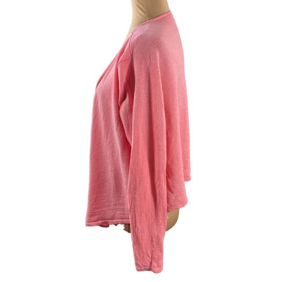 J. Jill Linen Blend Cardigan Sweater Long Sleeve Waterfall Pink L Large Petite - Picture 2 of 6